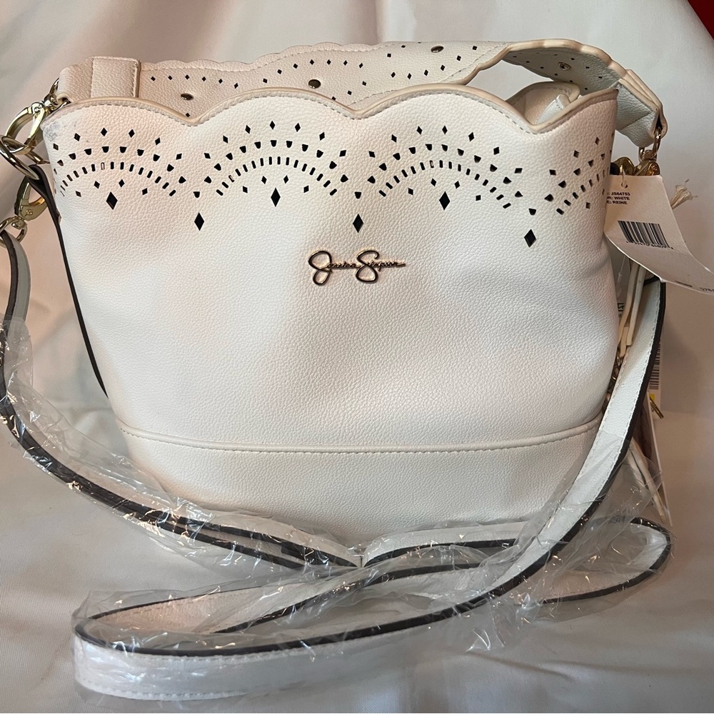 Jessica Simpson Cream Shoulder Bag with Cut-Out Design